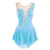 abordables Vestidos de Patinaje Artístico-Vestido de patinaje artístico Mujer Patinaje Sobre Hielo Vestidos Violeta Azul marinero Blanco Retazos Espalda Abierta Elástico Entrenamiento Competición Ropa de Patinaje Clásico Cristal / Strass Sin