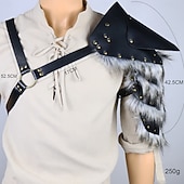 abordables Accesorios y más-Medieval Renacimiento Armas y Armaduras Hombreras Disfraz de piel sintética Guerrero Vikingo Bárbaro Disfraz Hombre Vikingo Víspera de Todos los Santos Carnaval Rendimiento LARP Feria Ren Adulto