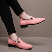 abordables Mocasines-Mocasines de piel sintética con efecto cocodrilo rojo para hombre: elegantes zapatos de vestir sin cordones para bodas, fiestas y eventos formales.