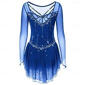 abordables Vestidos de Patinaje Artístico-Vestido de patinaje artístico Chica Patinaje Sobre Hielo Vestidos Negro Blanco Amarillo Retazos Costura asimétrica Elástico Entrenamiento Competición Ropa de Patinaje Clásico Cristal / Strass Manga