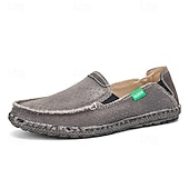 preiswerte Slipper Schuhe-Graue Herren-Slipper aus Canvas, leichte und bequeme Loafer für den täglichen Weg zur Arbeit, Wochenendausflüge und den Alltag.