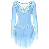 abordables Vestidos de Patinaje Artístico-Vestido de patinaje artístico Chica Patinaje Sobre Hielo Vestidos Negro Blanco Amarillo Retazos Costura asimétrica Elástico Entrenamiento Competición Ropa de Patinaje Clásico Cristal / Strass Manga