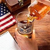 economico 250° Anniversario degli Stati Uniti-Bicchiere da whisky con bandiera e aquila per il 250° anniversario degli Stati Uniti, bottiglia da whisky edizione 1776-2026, 12 once per liquori, regalo patriottico per veterani militari per uomini,