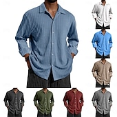 abordables chemise boutonnée pour homme-Homme Chemise Décontractée bleu marine manche longue Couleur Unie / Unie Revers Tenue quotidienne Basique Vêtement Tenue Traditionnel / Classique