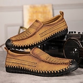 Недорогие Туфли-слипоны для повседневной носки-Мужские зеленые повседневные слипоны из искусственной кожи, удобная и дышащая обувь для отдыха на пляже и летнего расслабления.