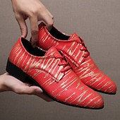 Недорогие Дерби туфли-Мужские туфли из искусственной кожи в красно-золотую полоску – стильная формальная обувь для свадеб и деловых мероприятий.