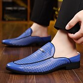 baratos Socas e Mules para Homem-Mocassins masculinos vermelhos em couro sintético – design elegante com perfurações para maior respirabilidade, perfeitos para o escritório, eventos formais e passeios casuais.