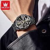 Χαμηλού Κόστους Μηχανικά Ρολόγια-Ανδρικό ρολόι Olevs 6621, αυτόματο μηχανικό επαγγελματικό ρολόι, αδιάβροχο, φωτεινό, αέναο ημερολόγιο, φάση σελήνης, ρολόγια από ανοξείδωτο ατσάλι