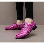 voordelige Derby Schoenen-Herenschoenen van imitatieleer in paars met krokodillenprint, stijlvol en uniek, ideaal voor formele gelegenheden en avondkleding.