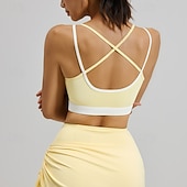 abordables Soutien-Gorges de Sport-Femmes Soutien Moyen Débardeur Rembourré Brassières et Soutiens-gorge/Sport Mince ​Brassière Soutien-Gorge Rembourré Salle de sport Exercice Course Léger Élastique Respirant Noir Jaune Violet Couleur