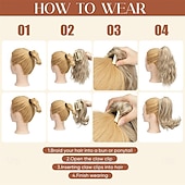 cheap Ponytails-2 PCS Ponytail Extensions Claw Clip Short Pony Tails Wavy Curly Synthetic Hairpieces for Women 12 Inch 14Inch Set