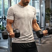 رخيصةأون تي شيرتات وبلوزات بدون أكمام للجري-رجالي منقوش   متقلب تيشيرت للجري قميص ضاغط قميص رياضي قمة الرياضة الصيف كم قصير سريع جاف رطوبة فتل متنفس تمرين نادي رياضي المشي الركض أزرق سكني غامق مشمشي ملابس رياضية ألبسة رياضية