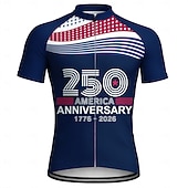  America's 250th Anniversary Independence Day Men Cycling Jersey Downhill Jersey American US Flag Short Sleeve Bike Jersey T Shirt with 3 Rear Pockets UV Resistant Fast Dry With Pockets Front Zipper