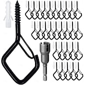 cheap Home Storage &amp; Hooks-20pcs Square Snap Hanging Hooks with Safety Buckle, Anti-Drop Screw-In Outdoor Hooks for String Lights, Hanging Plants, Wind Chimes, Bird Feeders, Lanterns, Christmas Decorations