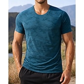 billiga Löpar-T-shirts och linnen-Herr Kamuflasje T-shirt för jogging Kompressionströja Atletisk skjorta Sport topp Sommar Kortärmad Snabb tork Fuktabsorberande Andningsfunktion Gymträning Gång Joggning Blå Svart Mörkblå Sportkläder