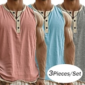  3-delt flerpakning singlet for menn, singlet, ermeløs, henley-skjorte, sommer, enkel, motedesigner, enkel, avslappet, ferie, gate, abc-topp, t-skjorte for menn