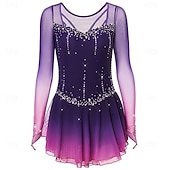 abordables Vestidos de Patinaje Artístico-Vestido de patinaje artístico Chica Patinaje Sobre Hielo Vestidos Negro Blanco Amarillo Retazos Costura asimétrica Elástico Entrenamiento Competición Ropa de Patinaje Clásico Cristal / Strass Manga