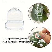 cheap Plant Care Accessories-10pcs of Transparent Plant Seedling Pots with Humidity Domes, Square Plastic Containers with Lids And Bases, Breathable And Heat-Insulating, Suitable for Seedlings, Vegetables, Succulents