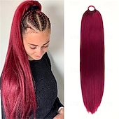 economico Code-Extension per capelli a coda di cavallo da donna, lunga coda di cavallo intrecciata con elastico, extension sintetica liscia a coda di cavallo intrecciata da 22 pollici (riflessi biondo dorato)