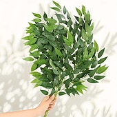 levne Umělé rostliny a zeleň-5 ks umělých stonků listů eukalyptu, svatební imitace jujube &amp;banyánové listy, zeleň, větve, umělé rostliny ve stylu jarního lesa do bytové dekorace vázy