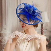 voordelige Fascinators &amp; Hoeden-Derby Helm Tovenaar Vriendelijke vrouw Veer Kostuum Dames Maskerade Teaparty Ascot Paardenracefestival Volwassenen Helm