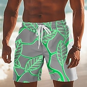 abordables Plantas y Flores Tropicales-Hombre Hoja de palma Hojas de palma de coco Boxers de Natación Pantalones de Natación Pantalones de Surf Media cintura Hawaiano vacaciones en la playa Bolsillos laterales Forro de malla Cintura