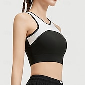 baratos Sutiã Esportivo-Mulheres Sustentação Média Regata com Bojo Sutiã de corrida Delgado Good Top Acolchoado Academia Exercício Corrida Leve Elástico Respirável Preto Branco Azul Retalhos