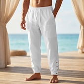 economico Vacanza-Per uomo Pantaloni di Lino Pantaloni Pantaloni Estivi Pantaloni Larghi Pantaloni Corti Coulisse Elastico in vita Semplice Comodità Traspirante Lunghezza intera Casuale Quotidiano All'aperto Vacanza