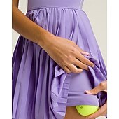 levne Dámské šaty-Dámské Slátanina Petit tenisové šaty Tenisové šaty s vestavěnými šortkami a podprsenkou Sportovní šaty Bez rukávů Kapsy Elastický Prodyšné Tenis Běh Zdatnost Kopeček Šaty Tepláková souprava Fialová