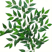 levne Umělé rostliny a zeleň-5 ks umělých stonků listů eukalyptu, svatební imitace jujube &amp;banyánové listy, zeleň, větve, umělé rostliny ve stylu jarního lesa do bytové dekorace vázy