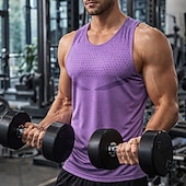 preiswerte Lauf-T-Shirts &amp; Tanktops-Herren Einfarbig Lauf-T-Shirt Kompressionsshirt Sportshirt Sporttop Sommer Ärmellos Schnelltrocknend Feuchtigkeitsableitend Atmungsaktiv Fitnesstraining Gehen Joggen Blau Schwarz Weiß Sportbekleidung