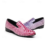halpa Loafers-Miesten vihreät ja ruskeat käärmekuvioiset nahkaiset loaferit, slip-on-muodinmukaiset kengät yökerhoihin, juhliin ja rohkeisiin muotilausuntoihin