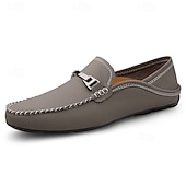 economico Mocassini casual-mocassini slip-on da uomo in similpelle bianca con fibbia in metallo, classiche scarpe casual da lavoro per gli spostamenti in ufficio, i matrimoni e l'uso quotidiano