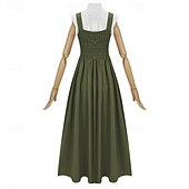 cheap Dresses-Vintage Medieval Renaissance Long Length Dress Fairy Lace up A-Line Fancy Dress Women's Fantasy Halloween Carnival Masquerade Renaissance Fair LARP Retro Theme Party Adults Dress