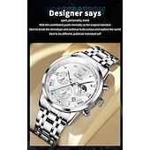 abordables Relojes de Cuarzo-Nuevo reloj de negocios para hombre de la marca Olevs con pantalla luminosa, función de cronómetro, calendario, indicador de 24 horas, reloj de cuarzo multifuncional, informal y moderno, resistente al