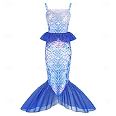  sereia Princesa sereia Vestidos Fantasia de festa temática Fantasias for Para Meninas Infantil Crianças Carnaval Baile de Máscaras Festa Feriado