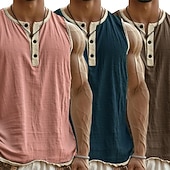  3-delt flerpakning singlet for menn, singlet, ermeløs, henley-skjorte, sommer, enkel, motedesigner, enkel, avslappet, ferie, gate, abc-topp, t-skjorte for menn