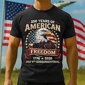 cheap Men's Collection-250th Anniversary for USA T-shirt &amp; Baseball Cap Set - USA Flag Eagle Graphic Tee 1776-2026 Patriotic for Men Adults for Independence Day