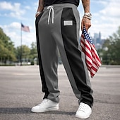 ieftine Picior drept-Bărbați Pantaloni Sport Pantaloni de sport cu picior drept Cordon Buzunar Talie elastică Bloc Culoare Steag Național Confort Lungime totală Casual Zilnic În aer liber Vacanță Modă Negru Roșu-aprins