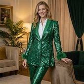 זול חולצות-רטרו\וינטאג' שנות ה-80 שמלות חליפות ובלייזרים דיסקו פאייטים תחפושות בגדי ריקוד נשים מסיבה\אירוע ערב מצעד הגאווה חודש הגאווה מבוגרים שמלה