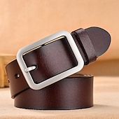 cheap Men's Belt-Men Belt Classic Leather Elegant Fashion Casual Solid Color Black Red Casual Daily Business Waist Belt