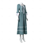 abordables Vestido-Retro Antiguo Medieval Renacimiento Hasta el Suelo Vestidos Campana Princesas Escote Cuadrado Disfraz Mujer Fantasía Víspera de Todos los Santos Carnaval Mascarada Feria del Renacimiento LARP Adulto
