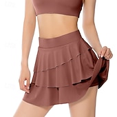 billige Kjoler og shorts-Dame Ensfarget Uformelt skjørt Tennis Skort Tennisskjørt med shorts Sportskjørt Lomme Multi Layer Høy Midje Hurtigtørkende Pustende Tennis Golf Pickleball Skjørter Svart Hvit kaffe Tennis klær