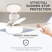 abordables Ampoules de décoration-Ventilateur de plafond avec éclairage intégré et télécommande, ampoule de 1100 lumens, intensité lumineuse réglable (3 couleurs et 3 vitesses), installation facile pour chambre, cuisine, salle à