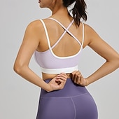 abordables Soutien-Gorges de Sport-Femmes Soutien Moyen Débardeur Rembourré Brassières et Soutiens-gorge/Sport Mince ​Brassière Soutien-Gorge Rembourré Salle de sport Exercice Course Léger Élastique Respirant Noir Jaune Violet Couleur