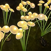 Недорогие Подсветки дорожки и фонарики-2 шт. уличных водонепроницаемых солнечных светильников в виде грибов и светлячков, светильники на колышках в виде медуз, украшение для сада, двора, дорожек и газона, ландшафтное освещение для фермы,