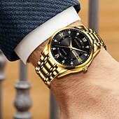 cheap Quartz Watches-Men's Watch, Men's Charm Luxury Watch, Rhinestone Decorations, Date and Calendar Functions, Night Light Display, Men's Fashionable Casual Watches, Best Men's
