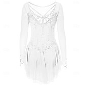 abordables Vestidos de Patinaje Artístico-Vestido de patinaje artístico Chica Patinaje Sobre Hielo Vestidos Negro Blanco Amarillo Retazos Costura asimétrica Elástico Entrenamiento Competición Ropa de Patinaje Clásico Cristal / Strass Manga