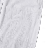 economico Vacanza-Per uomo Pantaloni di Lino Pantaloni Pantaloni Estivi Pantaloni Larghi Pantaloni Corti Coulisse Elastico in vita Semplice Comodità Traspirante Lunghezza intera Casuale Quotidiano All'aperto Vacanza