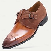 cheap Classic Dress Shoes-Men's Genuine Leather Double Monk Strap Formal Shoes, Elegant Design for Weddings, Special Events and Professional Wear